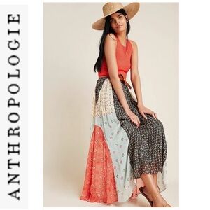 NWOT Anthropologie Verb Pallavi Singhee Margot Pleated Metallic Maxi Skirt 6